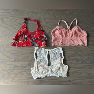 Victorias Secret Aerie Bralettes Bras lot sz large Lace Halter Razorback